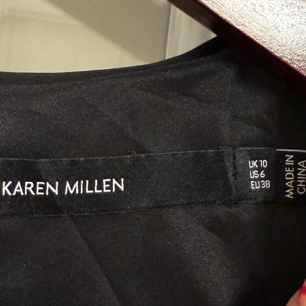 KAREN MILLEN Women's Embellished Detail Color Block Cap Sleeve Dress Size 6